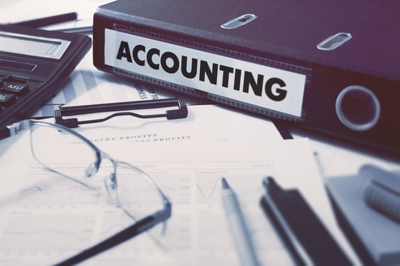Office folder with inscription Accounting on Office Desktop with Office Supplies. Business Concept on Blurred Background. Toned Image.-2