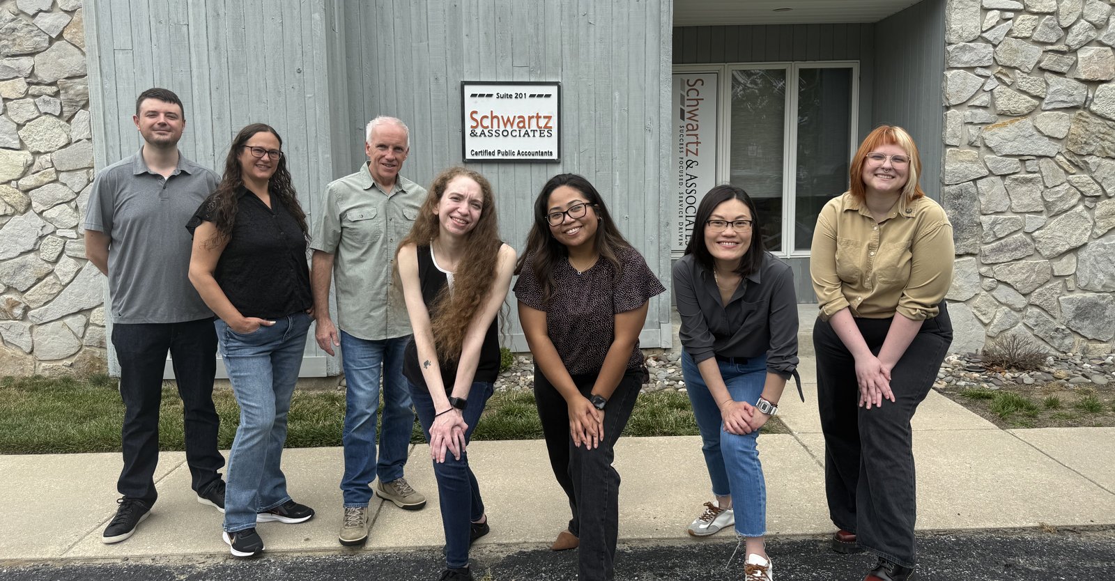The Schwartz & Associates CPA team outside the office in Turnersville, NJ